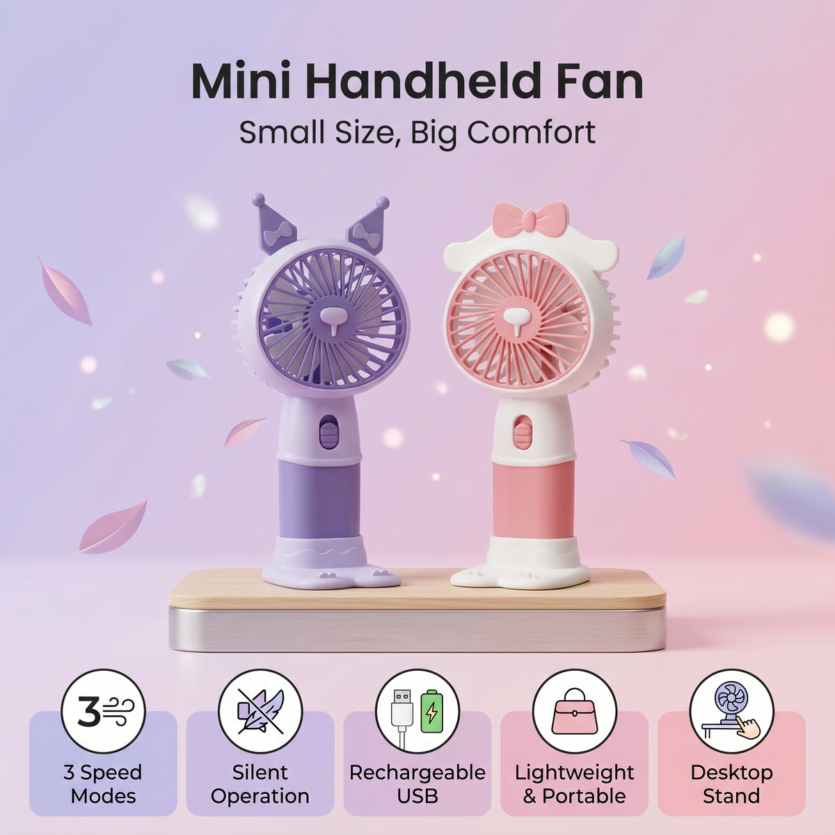 Portable Rechargeable Mini Fan | USB-C Handheld Personal Fan