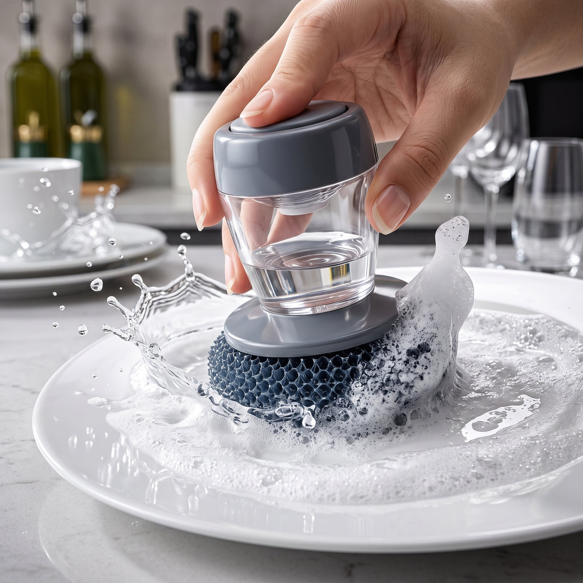 Automatic Soap Dispensing Dish Scrubber Brush – 2-in-1 Cleaning Solution