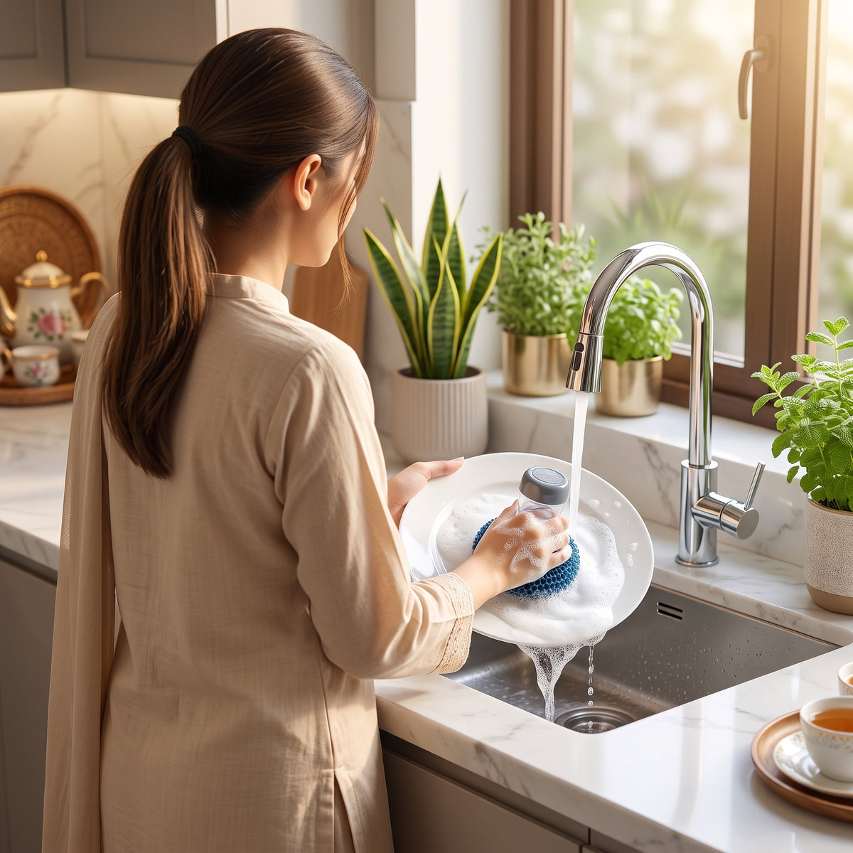 Automatic Soap Dispensing Dish Scrubber Brush – 2-in-1 Cleaning Solution